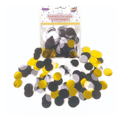 Confetti Champagne P/ Globos Confeti Metalizado Dorado Negro