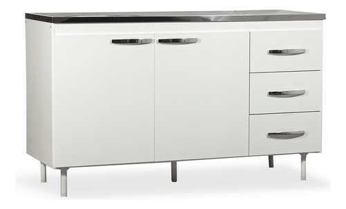 Alacena Y Bajo Mesada 1.20 Melamina Mueble Cocina Blanco