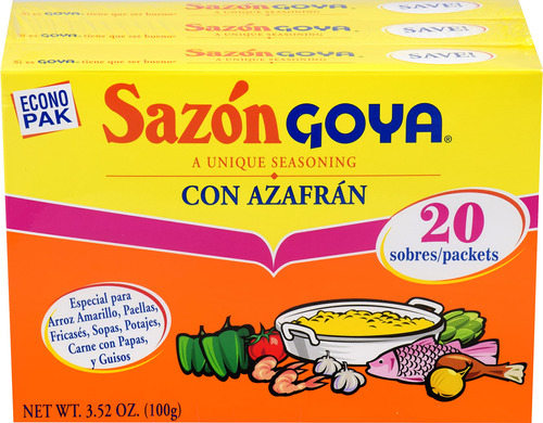 Goya Foods Sazn Condimento Con Azafrn 3.52 Onzas (paquete De