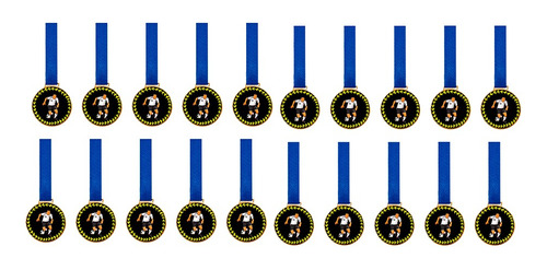 Kit C/20 Medalhas De Futebol C/fita Azul 50mm Personalizada