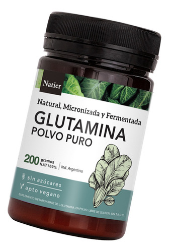 Natier Glutamina Polvo Puro Suplemento Vegano X 200gr