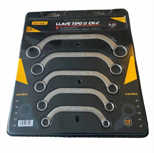 Imagen 1 de 6 de Juego Llaves Estriadas Banana Tipo U 5 Pcs - 8 A 22mm Tconvi