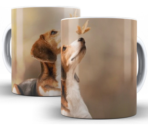 Caneca Cachorro Beagle Animal Pet Paisagem Porcelana 04