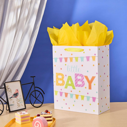 Suncolor Bolsa De Regalo Grande De 13 Pulgadas Para Baby Sho