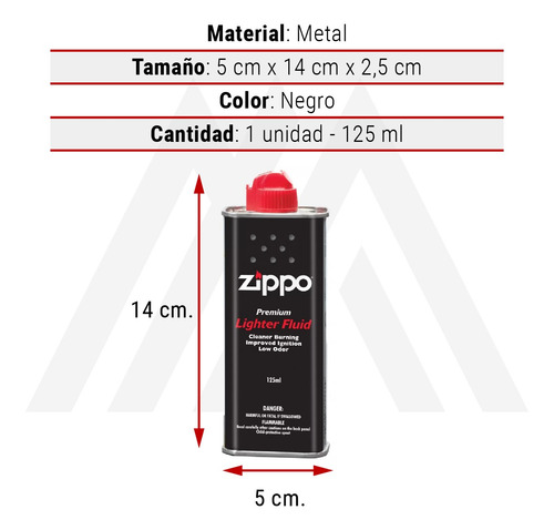 Imagen 5 de 10 de Pack Bencina Zippo + 6 Piedras Zippo + Mecha Zippo