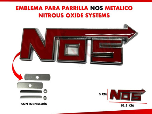 Emblema Para Parrilla Nos Nitrous Oxide Systems Rojo/crom