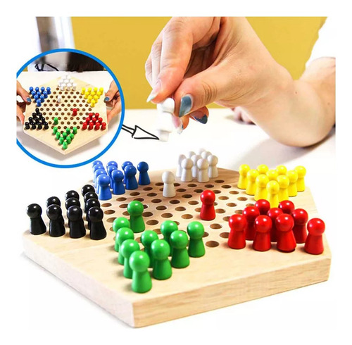 Damas Chinas Juego Artesanal De Madera Grande Con 60 Canicas