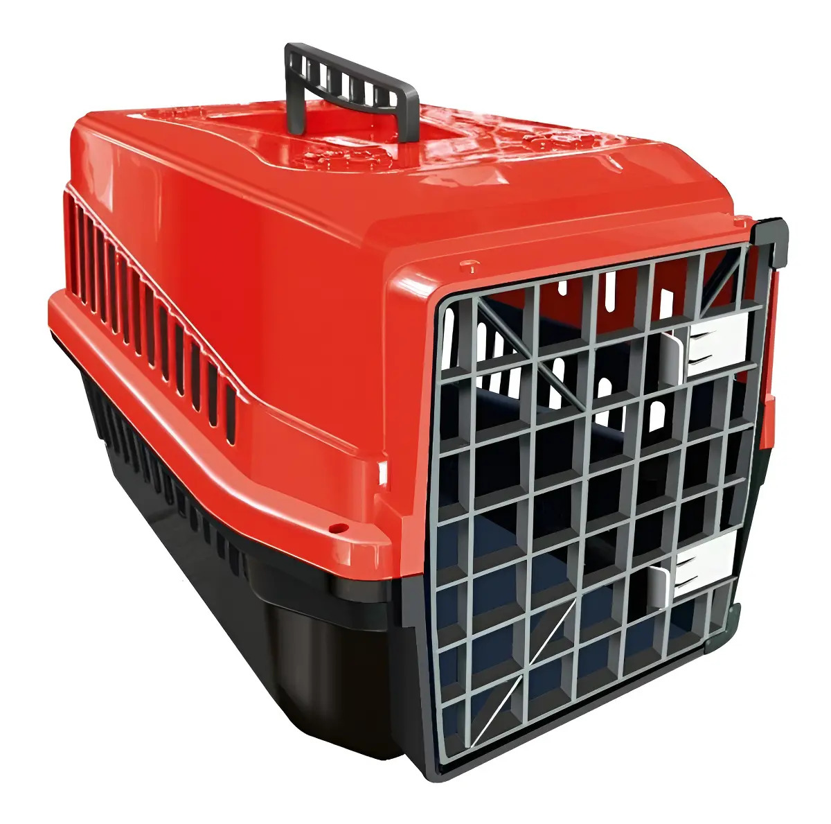 Mec Pet N3 Caixa De Transporte Resistente Para Cães e Gatos Tamanho Médio Vermelho 53cm x 38cm