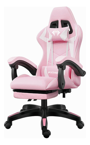 Cadeira Gamer Ergonômica Escritório Python Fly X12 Pro Cor Rosa/Branco Material do estofamento Couro sintético