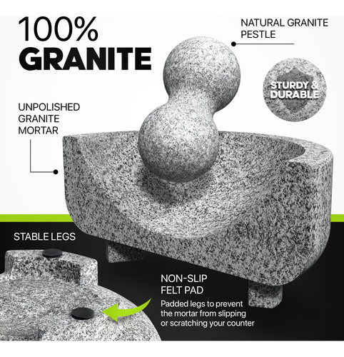 Mortero De Granito Umien Conjunto De Mortero - 100% Granit