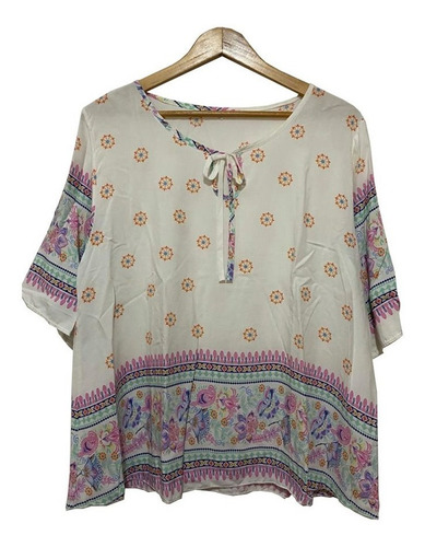 Blusa Túnica De Algodón Y Poliester Estampada Con Lazo Sami