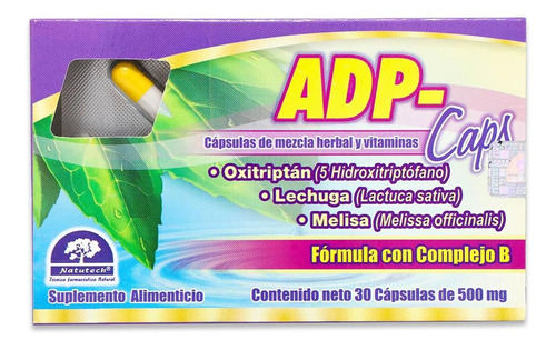 Adp Caps, 30 Capsulas De 500 Mg, Natutech Sabor Sin Sabor