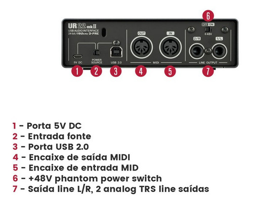 Kit Studio Gravação Ur 22 Mk Yamaha + Mic + Fone + Garantia