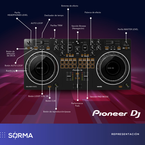 Imagen 2 de 8 de Controlador Consola Djmixer Pioneer Ddj-rev1 2canales 4decks