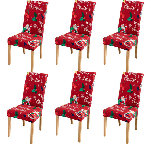 Fundas Para Sillas Con De Decoración Navidad, 6 Piezas