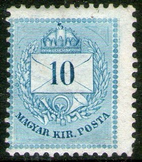Hungría Sello Mint Cifra X 10k. Color Azul D.12x11½ Año 1881