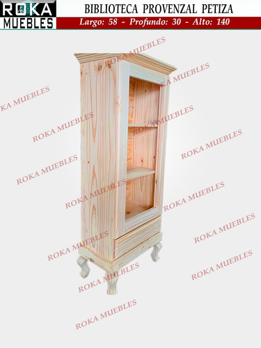 Imagen 8 de 9 de Biblioteca Provenzal Baja Con Puerta Pino 73x30x140