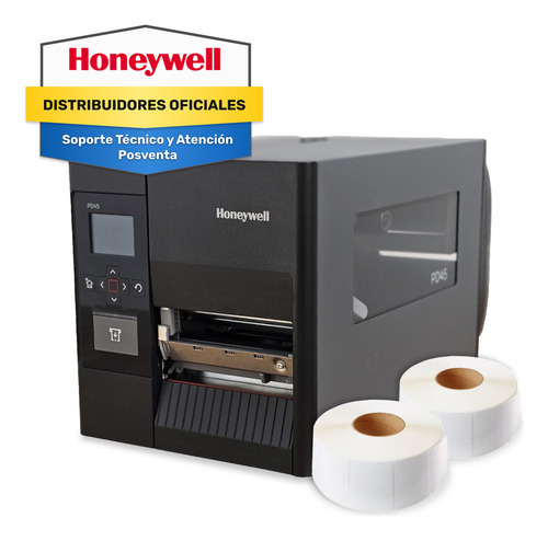 Impresora Industrial De Etiquetas Autoadhesivas Honeywell Pd45 Transferencia Térmica Y Térmica Directa Conexión Usb Placa De Red Ethernet + 2 Rollos De Etiquetas Bonificados