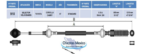 Chicote Velocidades Corolla Camry Toyota 97 Estandar