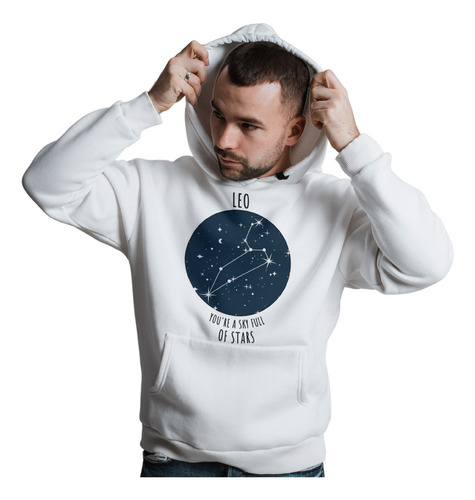 Sudadera Hoodie Constelación Leo Mapa Estelar Signo Zodiaco