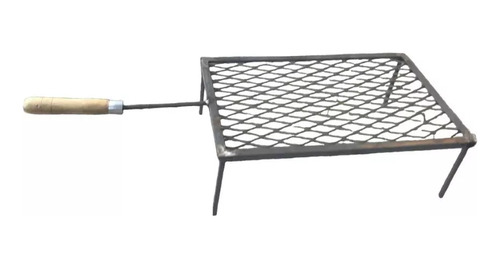 Parrilla Metal Desplegado 25x40 Con Mango De Madera