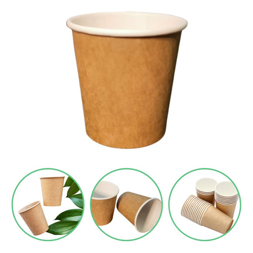 100un Copo Papel Biodegradável Café 110ml Kraft Cor Marrom