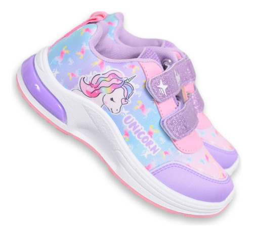 Zapatillas Nenas Footy Pop 678 Con Luz Al Pisar Unicornio