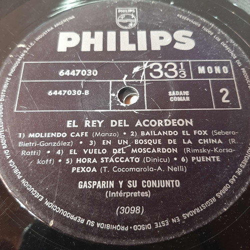 Sin Tapa Disco Gasparin Y Su Conj El Rey Del Acordeon M0