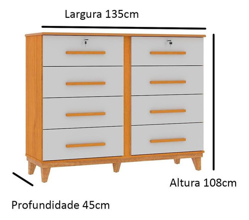 Cajón organizador de dormitorio Zara con 8 cajones, color cedro/cedro oscuro/blanco roto