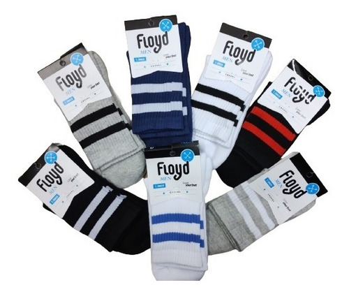 Pack X6 Medias Rayas Algodón De Hombre Floyd Mj1420