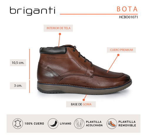 Bota Hombre Cuero Botineta Zapato Casual Borcego Briganti
