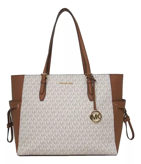 Bolsa original Michael Kors com logotipo de viagem Gilly Travel e bolsa bege baunilha