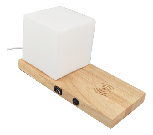 Mesita De Noche De Madera Con Puerto Usb E14 Led