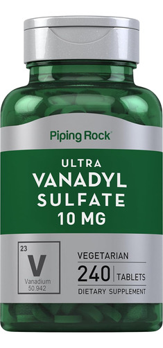Piping Rock Sulfato Vanadilo 10 Mg 240 Tabletas Vegetariano