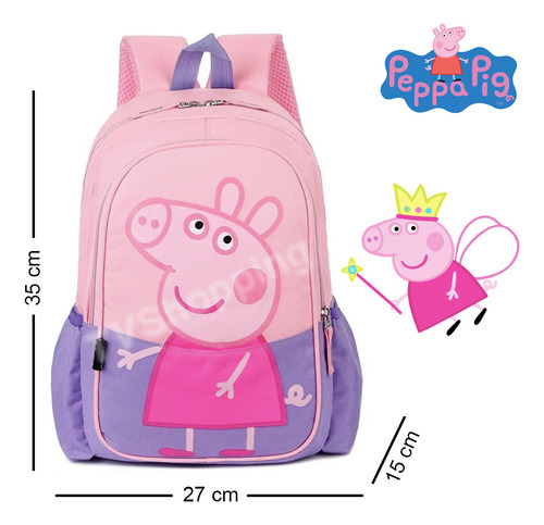 Peppa Pig Mochila Escolar George Pig Color Azul Rosa Y Viole