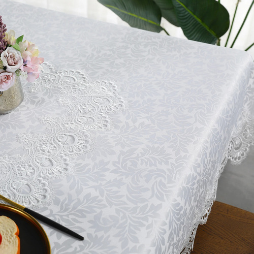 Mantel Rectangular De Encaje Lujoso Para Comedor Hogareño