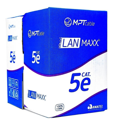 Caja de cables de red Cat5e Cftv Mpt Lan Maxx de 305M, 4 pares