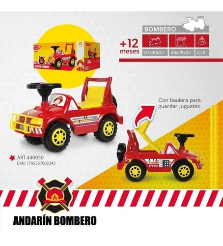 Imagen 4 de 5 de Andarin Caminador Pata Pata Policia Bombero Andador 2 En 1