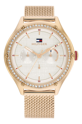 Relógio feminino Tommy Hilfiger em aço dourado rosa 1782653