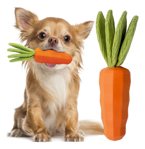 Juguete Masticable Para Perros Cooway Carrot Squeaky De Cauc