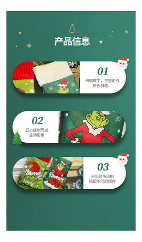 4x Calcetín Navideño Grinch Decoración Navideña