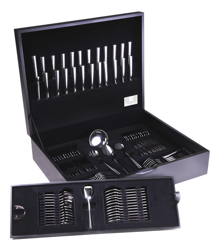 Faqueiro Aço Inox 18/10 Estojo Madeira 101pc Croise Hercules