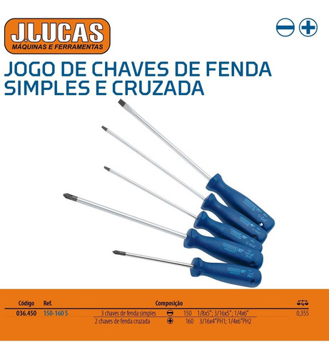 Jogo Chave De Fenda Simples E Cruzada 150-160s Gedore