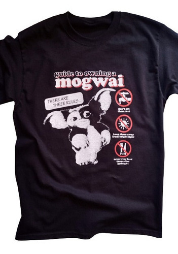 Playera Negra -gizmo Mogwai Guia Gremlins- Terror, 80's