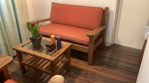 Juego De Living Completo Madera Maciza Marrón (Usado)