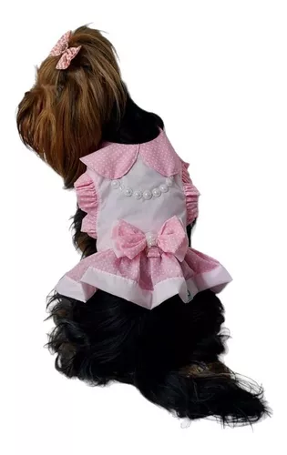 Roupa Roupinha Pet Para Cachorro Vestido Barbie Com Guia