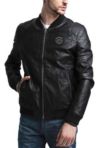 Campera Eco Cuero Deluxe Vulk Negro Liso L
