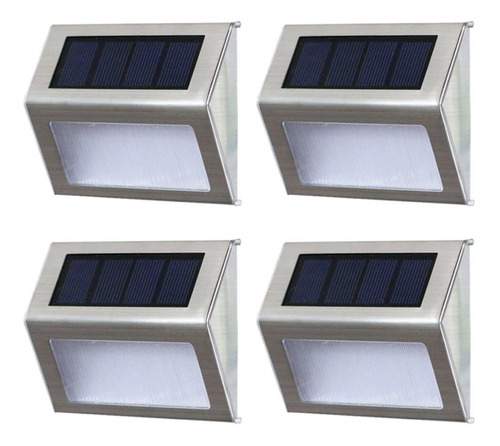 4 Pieza Led Jardin Para Exterior Luz Acero Inoxidable Solar