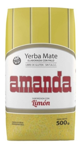 Yerba Mate Amanda Sabor Limon De 500g Pack 10u