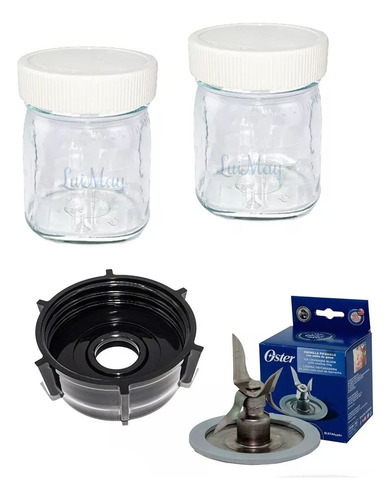 Vasos De Vidrio Oster Mini 230ml Para Papillas Con Cuchilla